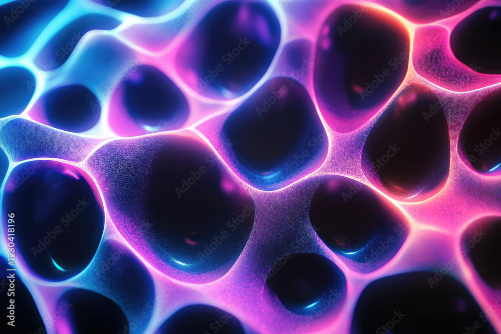 Leinwandbilder abstract 3d render of interconnected glowing nodes forming a vibrant, organic network structure.