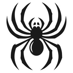 Clean black and white vector silhouette of spider on white background