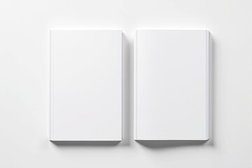 Blank white hardcover book mockup, double layout template on clean white background.