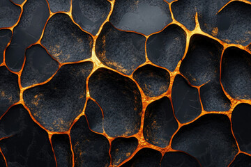 Abstract dark textured background with gold veins, resembling lava rock or a metallic organic structure.
