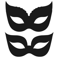Clean black and white vector silhouette of mask on white background