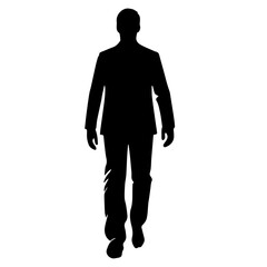 Clean black and white vector silhouette of person  on white background