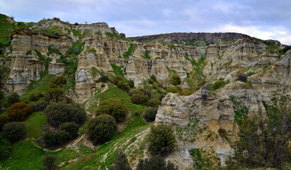 Naklejka premium A view from the Fairy Chimneys in the historical city of Kula in Manisa, Turkey