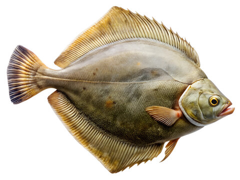 halibut fish isolated on white background