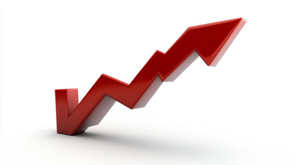 Visual representation features a striking red growth chart that illustrates a dramatic upward trend, signifying rising success and strong performance in market dynamics over time