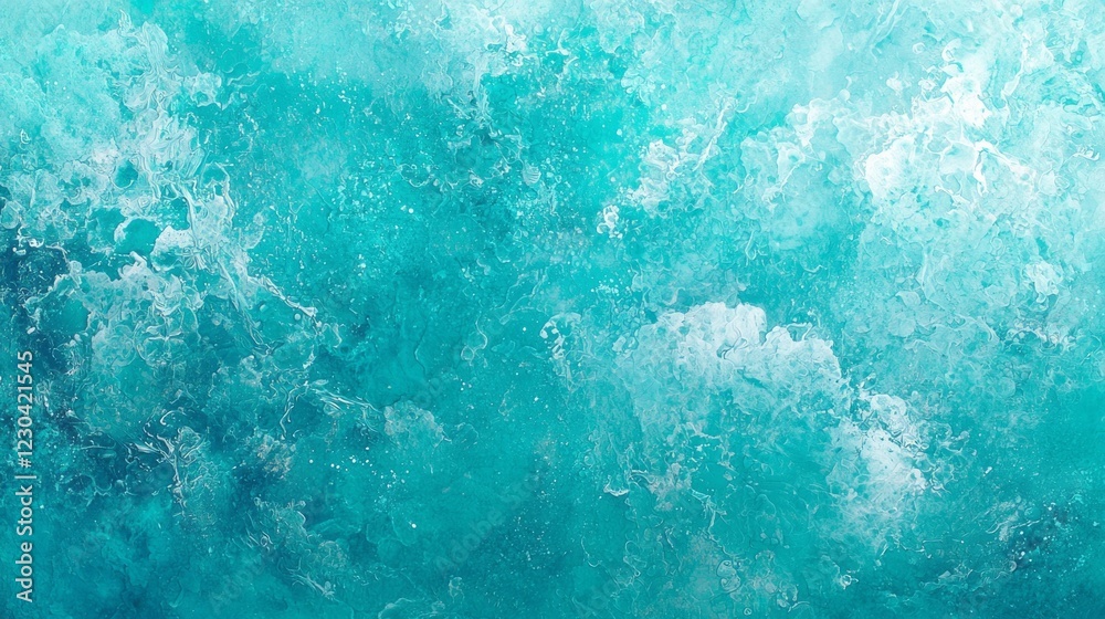 Aufkleber vibrant turquoise swirls and frothy patterns emerge as ocean waves crash gently, illuminating the wa
