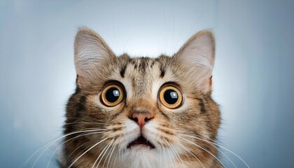 funny surprised young cat make big eyes closeup