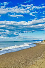 Panorama on the beach at Marina di Castagneto Carducci on a stormy day Tuscany Italy