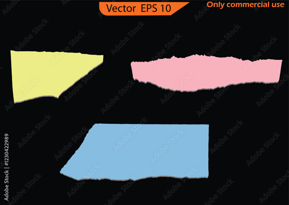 Wall mural set of vector banners with different colors. paper scraps set. torn and ripped notebook page pieces 