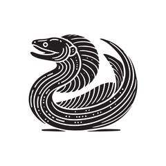 Obraz premium Black Color Moray Eel silhouette design Vector Illustration, Solid White Background (5).eps