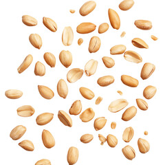 nutritious and delicious Whole Groundnut Pieces peanuts isolated on transparent background, clipping path 