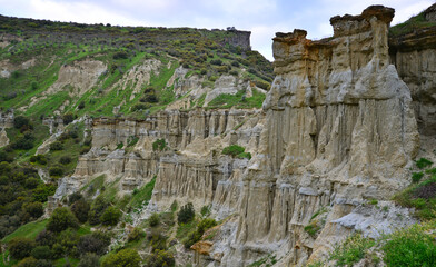 A view from the Fairy Chimneys in the historical city of Kula in Manisa, Turkey