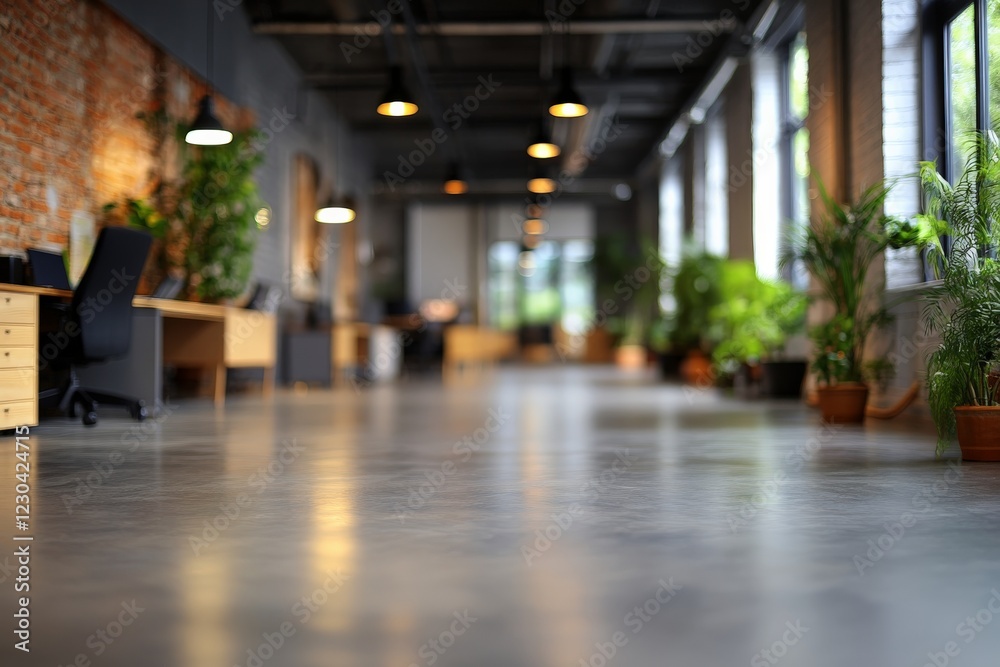 Aufkleber modern office space with open layout and greenery in a well-lit commercial building