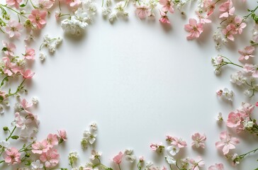 Fototapeta premium Beautiful floral arrangement of pink and white blossoms on a plain background for spring decoration