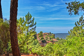 Rousillon, Provence, Alps, Cote d'Azur. Old town with ocher houses.
