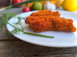 Chicken nuggets on a plate. High-quality photo