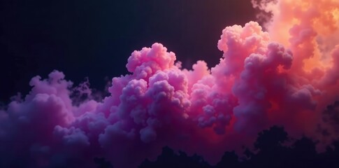 swirling clouds of purple smoke float above dark brown fog on a black background, ethereal, vapor