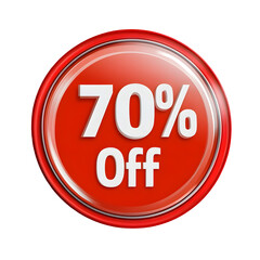 70% off sale sign, Discount 70% Off Sticker with Bold Text, Isolated on Transparent Background