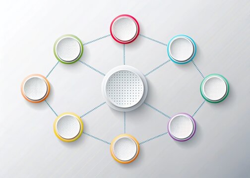 Seven Step Process Infographic Timeline, Connected Circles, Zigzag Lines, Business Plan, Strategy