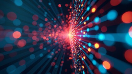 Naklejka premium A futuristic neural network firewall system with vibrant colors and abstract shapes.