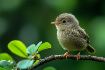 Obraz premium Adorable Baby Bird Perched On A Branch