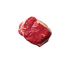 Fototapeta premium Fresh ribeye steak with marbling, ideal for grilling or roasting. This high quality cut showcases rich red color and tender texture, perfect for meat lovers