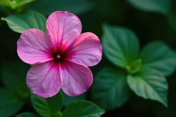 Flor silvestre con detalles de purpurina y rosado oscuro cerca de una piedra, detalhes, verde