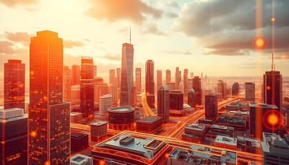 hong kong skyline at sunset
