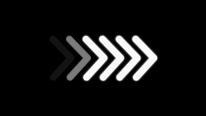 Obraz premium Blinking road sign arrow. Right sight direction arrow on black background.