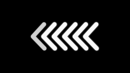 Blinking road sign arrow. Right sight direction arrow on black background.