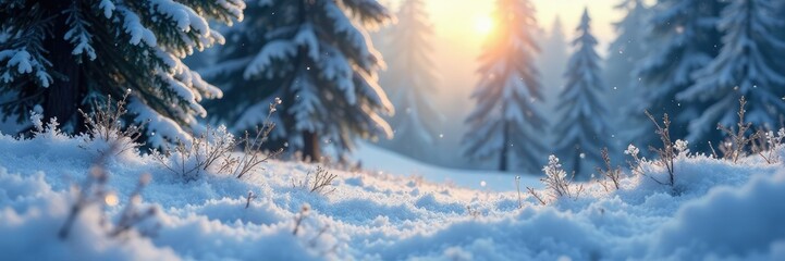 Frosty forest landscape with intricate snowflakes, forest, snowflake