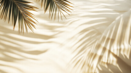 Obraz premium Summer and holiday backgrounds concepts with shadow of coconut leaf on clean sand beach