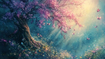 Enchanted Blossom Tree: A Dreamlike Floral Fantasy