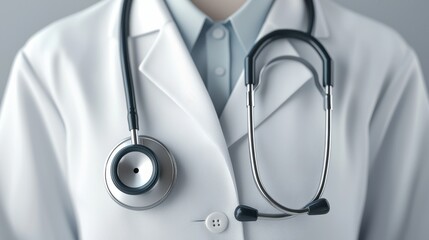 A healthcare professional in a white coat with a stethoscope, symbolizing medical practice and patient care.