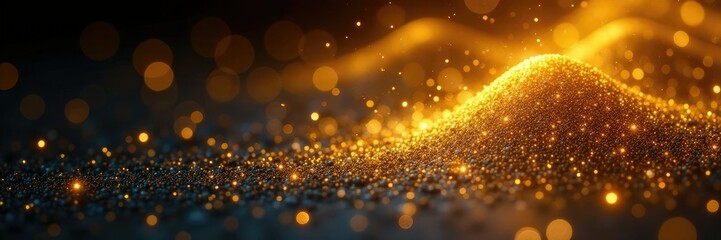 Sparkling gold foil in a dimly lit environment, understated, reflectivity