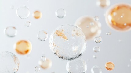 Macro photography of floating bubbles and dynamic molecules in the air captured in detail