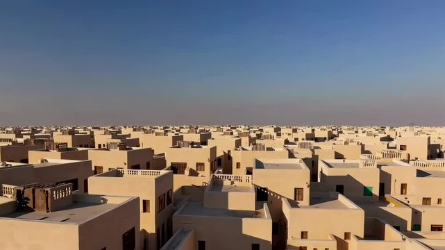 Aerial View of Traditional Sand-Colored Buildings  
