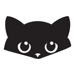 Simple Black Cat Face Silhouette Illustration