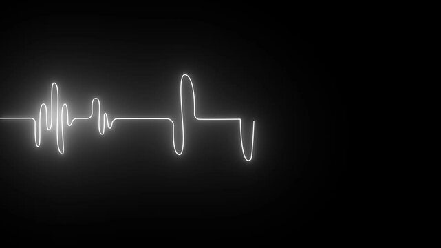 Neon heartbeat animation on background. Abstract neon heartbeat signal icon animation. Neon Heartbeat or pulse.