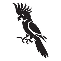 Elegant Cockatoo Silhouette Perched on Branch