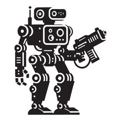 Armed Robot Silhouette Illustration Vector Graphic