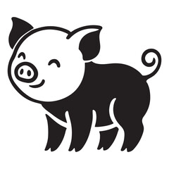 Adorable Happy Pig Silhouette Illustration