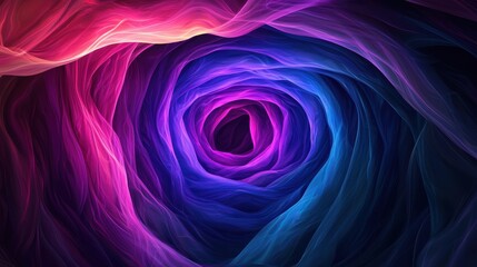 An abstract tunnel of glowing interlocking triangles, forming an infinite futuristic pathway illuminated by neon lights in vibrant hues