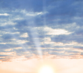 Bright clouds in the evening sky