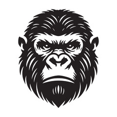 Powerful Gorilla Head Silhouette Illustration