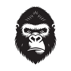 Intense Gorilla Head Silhouette Vector Graphic