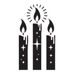 Three Candles Silhouette Illustration Vector Art