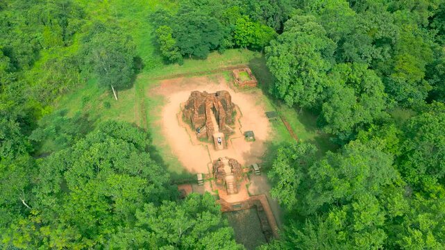 Aerial view on My Son Sanctuary, Unesco Heritage in Da Nang, Vietnam
