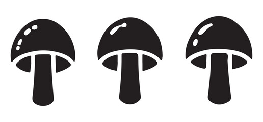 Simple Mushroom Silhouettes Vector Icons