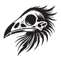 Mysterious Raven Skull Silhouette Illustration